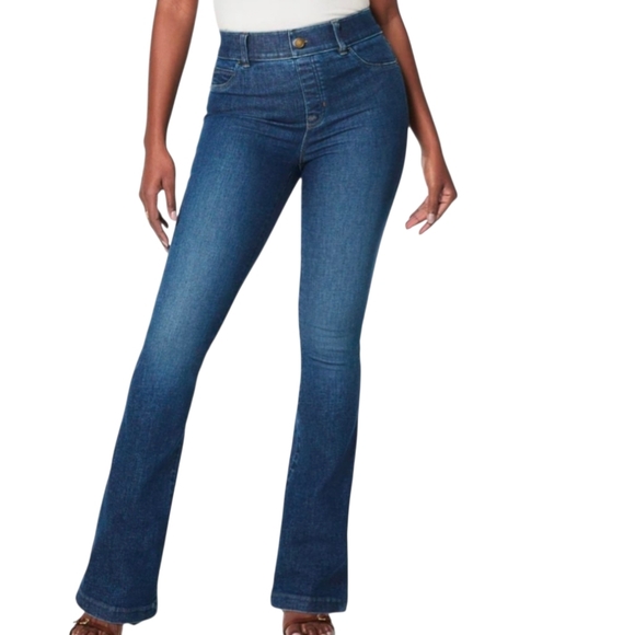 SPANX Denim - SPANX JEANS  High-Rise Flare Authentic Blue Meduim Blue Strechable Pants Size XL